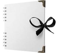 Bstorify Album photo carré de scrapbooking 36 pages (18 x 18 cm) en papier épais blanc, couverture rigide, coins métalliques, fermeture ruban, idéal pour vos albums de scrapbooking, projets d'art et