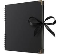 Bstorify Grands albums photos de scrapbooking carrés noirs 80 pages (28 x 28 cm) en papier kraft épais pour scrapbooking, livre de souvenirs, fermeture à ruban, idéal pour vos projets de scrapbooking