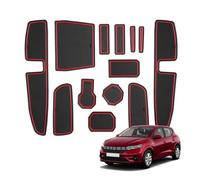 BSTW Compatible avec 2021-2025 Dacia Sandero III & Dacia Sandero Stepway III Tapis Antidérapants pour Sandero 3 Tapis en Caoutchouc pour Console Centrale, Porte Verres, Rainure de Porte (Rouge)