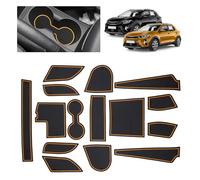 BSTW Tapis Anti-dérapant pour Kia Stonic 2018-2025 - Tapis en Caoutchouc Original pour Console Centrale, Porte-gobelets, Fente de Porte, Compatible avec Kia Stonic GT-Line S (Jaune)