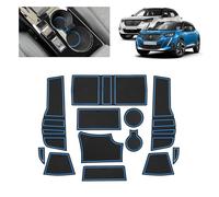 BSTW Tapis Anti-dérapant pour Peugeot 2008 E-2008 2020-2025 - Tapis en Caoutchouc Original pour Console Centrale, Porte-gobelets, Fente de Porte, Compatible avec Peugeot 2008 GT Line (Bleu)