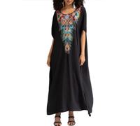 Bsubseach Long Maillot De Bain Coverup Pour Femme Turque Plage Robes Kaftan Plumes De Paon Broderie Caftan Cover Up