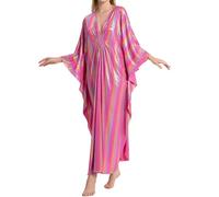 Bsubseach Robe caftan à paillettes pour femme - Manches Batwing Cover Up - Robe de plage maxi - Vêtement de détente, multicolore, taille unique