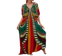 Bsubseach Robes Kaftan Pour Femme Maillot De Bain Imprimé Papillon Cover Up Casual Caftan Loungewear Maillot De Bain Cover Ups Rouge