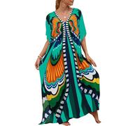 Bsubseach Robes Kaftan Pour Femme Maillot De Bain Imprimé Papillon Cover Up Casual Caftan Loungewear Maillot De Bain Cover Ups