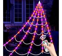 Bswalf Toile d'araignée lumineuse d'Halloween : 4,8 m 150 LED Grande toile d'araignée phosphorescente Décoration d'extérieur d'Halloween - Toile géante lumineuse pour maison et cour