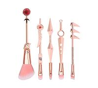 Bswefty Lot de pinceaux de maquillage Naruto - Symbole Sharingan - Poudre de fond de teint, blush, fard à paupières, lèvres - Couleur du manche : or rose
