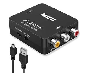 BSWL Mini Adaptateur HDMI vers RCA - Convertisseur pour Wii, PS2, Xbox 360, PS1, N64, Gamecube, Snes, PSP, Lecteur DVD, VHS - Support 720 1080P