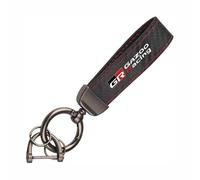 BSWNSJZT Voiture Porte Keychain pour GR Gazoo Racing, Élégant et Durable Porte-clés en Cuir de Voiture Fer à Cheval Boucle Accessoire,A-Black-Red