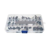 BSWXX Kit d'assortiment de condensateurs électrolytiques en aluminium, 12 valeurs, 1 µF à 470, 16 V 50, 120 pièces/lot, avec capacimètres .0123