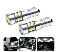 Bsxywa BA9S T4w 1895 Ampoules 12v-24v LED Voiture, à Base de Contact Unique, Blanc 6000K Avec projecteur à lentille, pour feu de recul, éclairage intérieur. (2 pièces)
