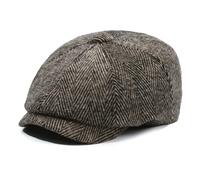 BSYLOO Casquette plate Gatsby en tweed vintage à chevrons pour homme et garçon, kaki, S-L