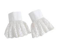 BSYLOO Lolita Accessories White Lace Sleeves False Cuffs Lace Wrist Cuffs White Fingerless Gloves