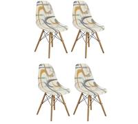 BSYMDH Lot de 4 housses de chaise de salle à manger modernes du milieu du siècle, motif abstrait, multicolore, polyester, outils pour animaux de compagnie, utilisation en intérieur, sans accoudoirs