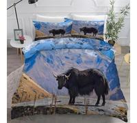 BSYYZQC Housse de Couette 135x200 Yak Parure de Lit 90x190 Montagnes Ensemble de Lit Reversible, Housse de Couettes Microfibre et 2 Taies d'oreiller 65x65 cm, avec Fermeture Éclair