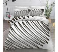 BSYYZQC Housse de Couette 140x200 Cm, Noir et Blanc Parure de Lit 3-PièCes avec 2 Taies d'oreiller 65x65 cm Lignes Microfibre Housse Couette -avec Fermetures éClair