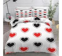 BSYYZQC Housse de Couette 140x200 CœUrs Parure de Lit Amour Ensemble de Lit Reversible, Housse de Couettes Microfibre et 2 Taies d'oreiller 65x65 cm, avec Fermeture Éclair