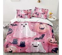 BSYYZQC Housse de Couette 140x200 Diablotin Parure de Lit Halloween Ensemble de Lit Reversible, Housse de Couettes Microfibre et 2 Taies d'oreiller 65x65 cm, avec Fermeture Éclair