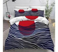 BSYYZQC Housse de Couette 140x200 Vagues Parure de Lit Lever De Soleil Ensemble de Lit Reversible, Housse de Couettes Microfibre et 2 Taies d'oreiller 65x65 cm, avec Fermeture Éclair