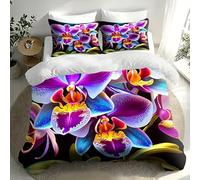 BSYYZQC Housse de Couette 200x200 Floral, Parure de Lit OrchidéE Phalaenopsis, Ensemble de Lit Reversible, Housse de Couettes Microfibre et 2 Taies d'oreiller 65x65 cm, avec Fermeture Éclair