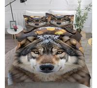 BSYYZQC Housse de Couette 200x200 Loup Gris Parure de Lit 200x200 LumièRe Housses de Couettes Imprimé en Microfibre avec Fermeture Éclair et 2 Taies d'oreiller 65x65 cm