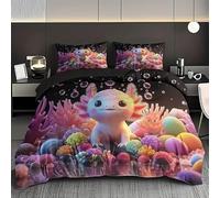 BSYYZQC Housse de Couette 200x200 Triton Parure de Lit Dinosaure Hexagonal Ensemble de Lit Reversible, Housse de Couettes Microfibre et 2 Taies d'oreiller 65x65 cm, avec Fermeture Éclair