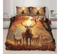 BSYYZQC Housse de Couette 220x240 ForêT Parure de Lit éLan Ensemble de Lit Reversible, Housse de Couettes Microfibre et 2 Taies d'oreiller 65x65 cm, avec Fermeture Éclair