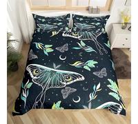 BSYYZQC Housse de Couette 220x240 Lune Parure de Lit 220x240 Papillons Housses de Couettes Imprimé en Microfibre avec Fermeture Éclair et 2 Taies d'oreiller 65x65 cm