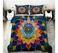 BSYYZQC Housse de Couette 220x240 Mandragore, Parure de Lit Lotus, Ensemble de Lit Reversible, Housse de Couettes Microfibre et 2 Taies d'oreiller 65x65 cm, avec Fermeture Éclair