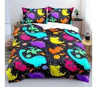 BSYYZQC Housse de Couette 240x260 Dinosaure Parure de Lit Animaux Anciens Et ColoréS Ensemble de Lit Reversible, Housse de Couettes Microfibre et 2 Taies d'oreiller 65x65 cm, avec Fermeture Éclair