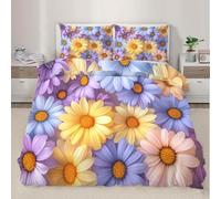 BSYYZQC Housse de Couette 240x260 Floral Parure de Lit Marguerite Ensemble de Lit Reversible, Housse de Couettes Microfibre et 2 Taies d'oreiller 65x65 cm, avec Fermeture Éclair