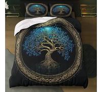 BSYYZQC Housse de Couette 240x260 MystèRe, Parure de Lit Arbre De Vie, Ensemble de Lit Reversible, Housse de Couettes Microfibre et 2 Taies d'oreiller 65x65 cm, avec Fermeture Éclair