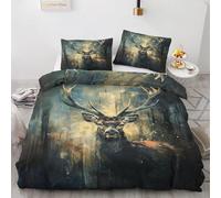 BSYYZQC Housse de Couette 240x260 RéTro Parure de Lit 240x260 Cerf Housse de Couette 2 Personnes Microfibre avec Fermeture Éclair et 2 Taies d'oreiller 65x65 cm