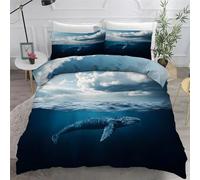 BSYYZQC Housse de Couette 90x190 Cm, Baleine Microfibre Parure de Lit, MaîTre des Mers 1x Housse de Couette avec Fermeture éClair + 2X Taies d'oreiller Enveloppe de 65x65 cm