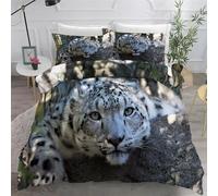 BSYYZQC Housse de Couette 90x190 Cm, Panthère des neiges Parure de Lit 3-PièCes avec 2 Taies d'oreiller 65x65 cm Animaux Sauvages Microfibre Housse Couette -avec Fermetures éClair