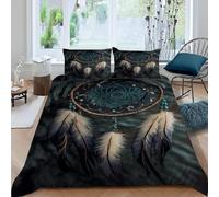 BSYYZQC Parure de Lit 90x190 Attrape-RêVes Housse de Couette Plume Housse de Couette 1 Personne Microfibre avec Fermeture Éclair et 2 Taies d'oreiller 65x65 cm