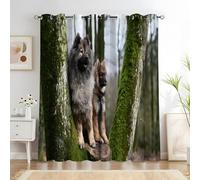 BSYYZQC Rideau Occultant Arbres Rideaux Chien Shikoku Rideau Thermique Isolant Anti Froid et Chaleur, pour Chambre/Salon Décoration de Fenêtre, 2 Pièces, 75x166cm (LxH)