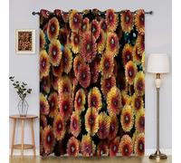 BSYYZQC Rideau Occultant ChrysanthèMes Rideaux Fleurs Rideau Thermique Isolant Anti Froid et Chaleur, pour Chambre/Salon Décoration de Fenêtre, 2 Pièces, 75x166cm (LxH)