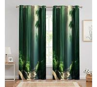 BSYYZQC Rideau Occultant ForêT De Bambous Rideaux Bambou Rideau Thermique Isolant Anti Froid et Chaleur, pour Chambre/Salon Décoration de Fenêtre, 2 Pièces, 75x166cm (LxH)