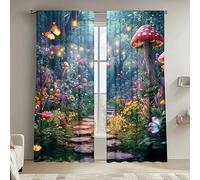 BSYYZQC Rideau Occultant Papillon Rideaux ForêT Fantastique Rideau Thermique Isolant Anti Froid et Chaleur, pour Chambre/Salon Décoration de Fenêtre, 2 Pièces, 117x183cm (LxH)
