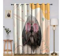 BSYYZQC Rideau Occultant Style Nordique Rideaux Lhassa Apso Rideau Thermique Isolant Anti Froid et Chaleur, pour Chambre/Salon Décoration de Fenêtre, 2 Pièces, 117x183cm (LxH)