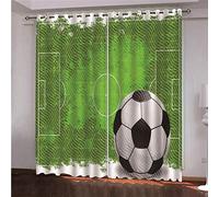 BSZHCT Isolation Thermique Rideaux Occultants de Fenêtre Fan de Football 2 Pièces Isolation Thermique à Oeillets Rideaux pour Chambre Enfant Garcon 150 cm x 166 cm