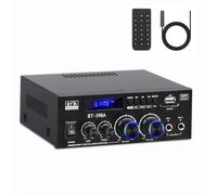 BT-398A Amplificateur Audio, Amplificateur Bluetooth 5.0 2.0 canaux 60Wx2 Mini Amplificateur Haut-parleurs Amplificateurs de Son numériques avec Radio FM USB SD Card pour système Audio Home cinéma