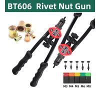 BT-606 riveteuse pistolet outil fileté main rivet écrou pistolet M3 M4 M5 M6 M8 Double insertion manuel Double poignée riveteuse outil 200 pièces écrous 200Pcs With Gun