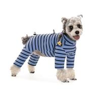 BT Bear Manteau d'hiver chaud pour chien, pyjama chaud rayé en coton pour chien, pull réfléchissant réglable, vêtements d'hiver pour chiens de petite et moyenne taille, bleu, taille M