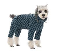 BT Bear Manteau d'hiver pour chien, manteau chaud en polaire pour temps froid, pyjama à carreaux pour chien, combinaison à col roulé pour chien, vêtements d'hiver pour chiots et petits chiens, bleu,