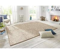 BT Carpet Wolly Tapis Tissu Plat à Poils Courts Laine-Aspect skandi-Salle à Manger, Salon, d'enfant, Chambre à Coucher-Crème, 100 x 140 cm, Polypropylène, Beige/Marron