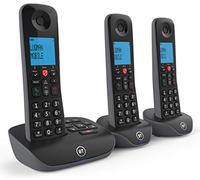 BT Essential Téléphone domestique sans fil avec blocage d'appels et répondeur nuisibles, lot de trio, noir (renouvelé)