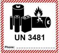 BT-Label 250 étiquettes de marchandises dangereuses UN 3481, 120 x 110 mm - impression : contient des batteries lithium-ion, batterie rechargeable - autocollant