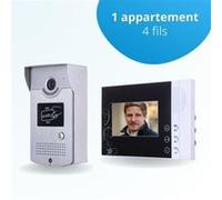 Portier interphone vidéo cards 4 fils - 1 écran noir - avec lecteur de badge